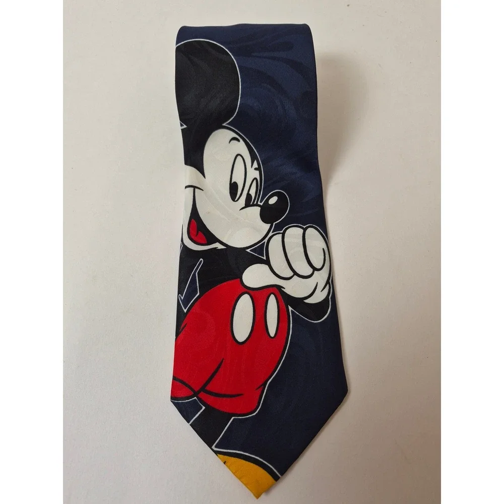 Vtg Disney Mickey Unlimited Navy Blue Mickey Mouse Graphic Necktie Balancine Inc